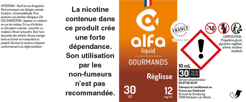 étiquette Réglisse Alfaliquid